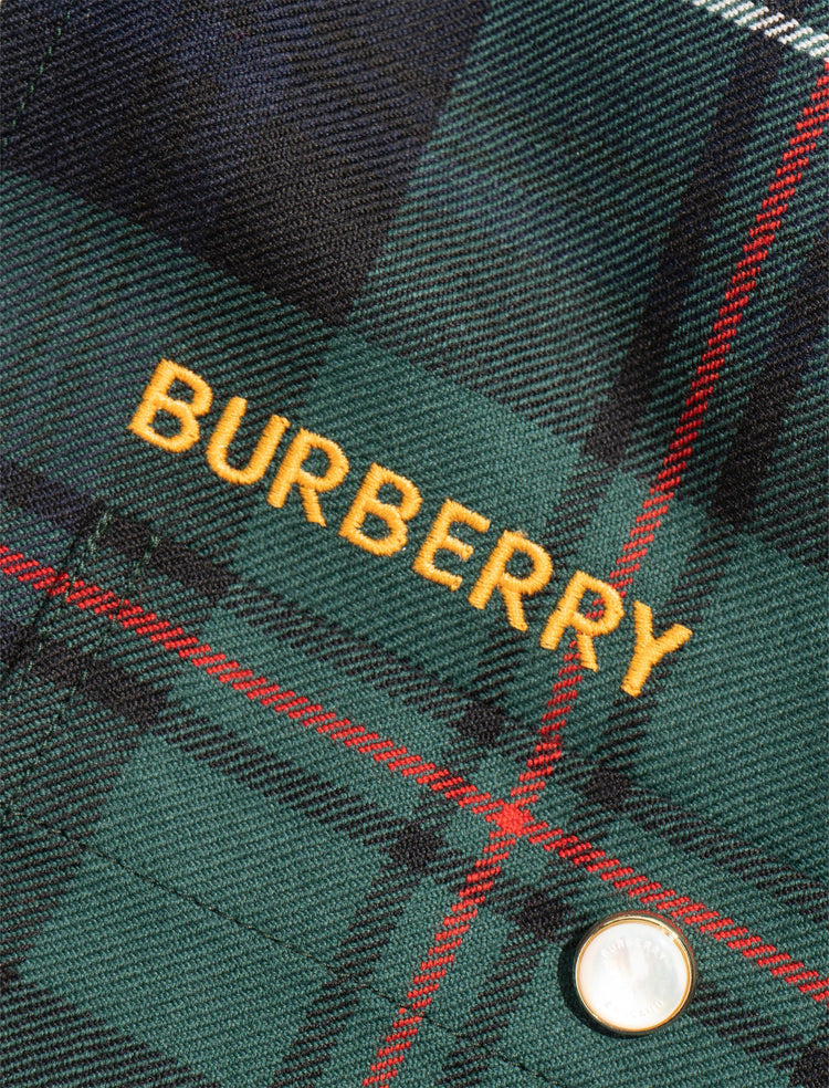 EMBROIDERED LOGO CHECK WOOL OVERSHIRT
