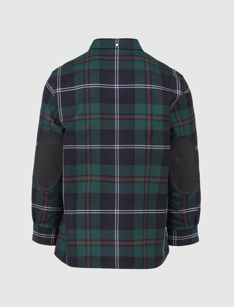 EMBROIDERED LOGO CHECK WOOL OVERSHIRT