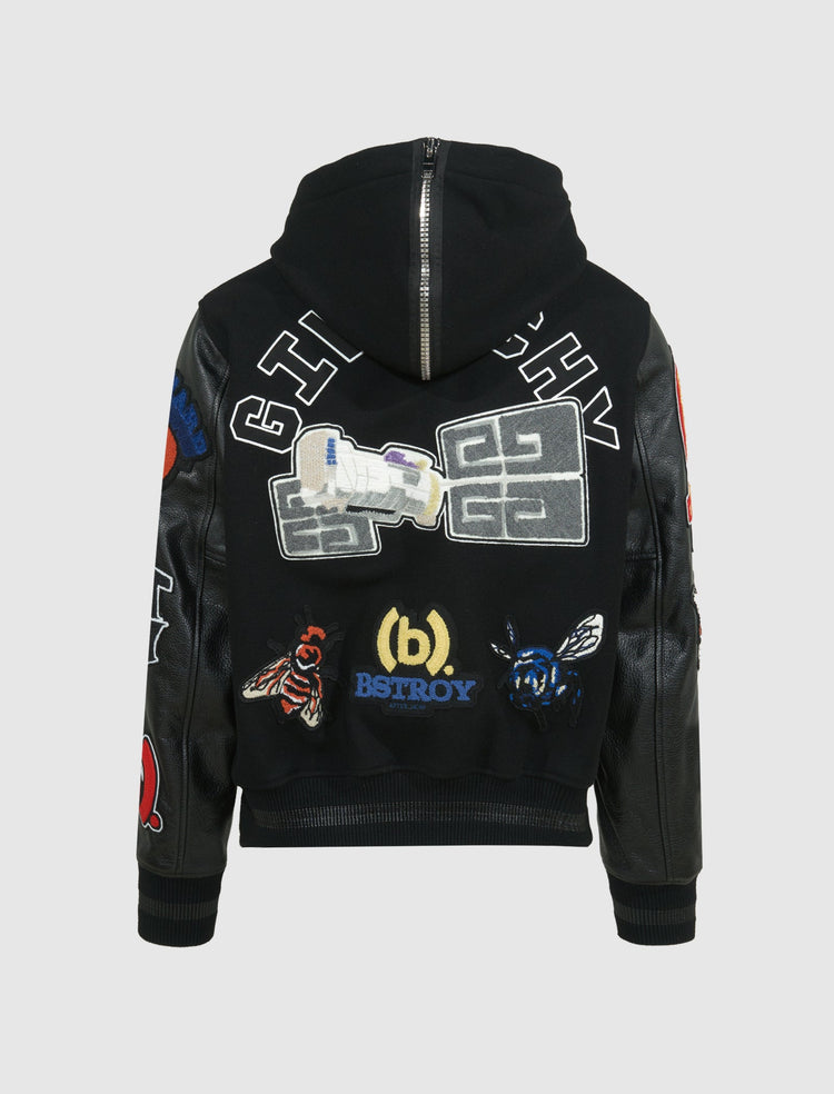 HOODED VARSITY JACKET