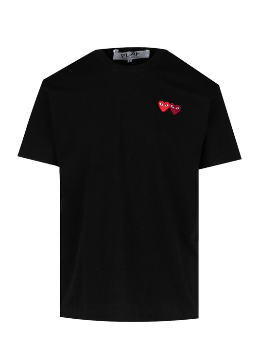 COMME DES GARÇONS PLAY: DOUBLE HEART TEE [GREY]